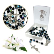 Różaniec KOMUNIJNY kryształ GRANAT GRANATOWY metalizowany POLSKA PRODUKCJA