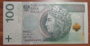 Banknot 100 złotych serii HN UNC z paczki p.opis