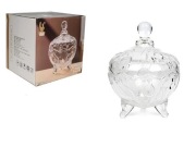 pojemnik szklany bombonierka z pokrywką tłoczony wzór TULIPAN 18 x 14 cm GL