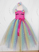 Sukienka tutu tiulowa przebranie Unicorn jednorożec urodziny bal błyszcząca