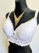 Elegancki stanik biustonosz koronkowy szeroki pas 4 haftki 100D