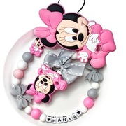 Broszka zawieszka do smoczka imieniem minnie myszka Miki tasiemka smoczek