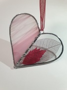 Witraż Serce z suszonymi listkami na Walentynki 