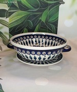 Cedzak duży durszlak miska na owoce z podstawką ceramika Bolesławiec  