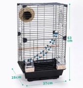 Klatka dla ptaków papug woliera metalowa czarna 63 cm