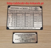Wiertarka 1WS15S Tabliczki Tabliczka Obroty