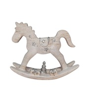 Figurka rzeżba koń konik na biegunach drewniany biały Nowy H20,5cm