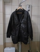 płaszcz płaszczyk L na suwak ocieplany męski man leather kurtka skó
