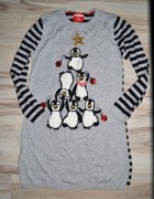 1^ świąteczna Sukienka Pingwinki    10/11 Lat 140/146 cm