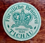 Stara zabytkowa podkładka pod piwo Tichauer Bier Tychy 