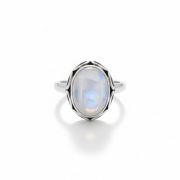 Pierścionek Srebrny z Naturalnym Kamieniem Księżycowym - Moonstone Ring