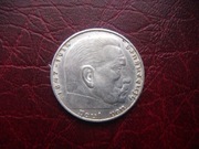 MONETA Niemcy - III Rzesza - 2 Marki 1938 r. J HINDENBURG  - Srebro