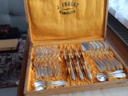 PRZEDWOJENNE SREBRZONE SZTUĆCE KOMPLET FRAGET PLAQUE WARSZAWA EMPIRE