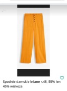 Spodnie damskie lniane r.48, 55% len 45% wiskoza