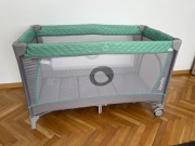 Łóżeczko turystyczne Lionelo 2w1 zielone FLOWER TURQUOISE 2poziomy