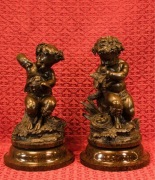 Para figur z brązu amory XIX wiek antyk rzeźba 