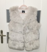 New Look SZARA CIEPŁA FUTRZANA KAMIZELKA FUTERKO