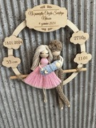 Metryczka , rodzinka , makrama , prezent, chrzest .