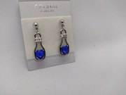 Kolczyki butelki srebrne cyrkonia niebieskie serce