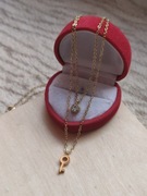 Śliczny naszyjnik podwójny łańcuszek klucz cyrkonia stal nierdzewna