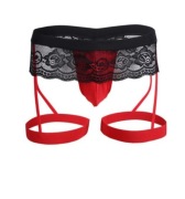 Stringi koronka podwiązki majtki męskie