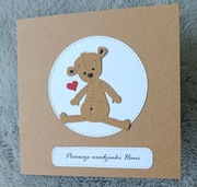 Kartka urodzinowa ręcznie robiona miś