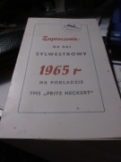 ZAPROSZENIE NA STATEK TMS FRITZ HECKERT BAL 1965/66 