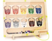 Magnetyczny drewniany labirynt długopisem gra zabawka z kulkami