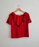 Czerwona bluzka z dekoltem V na plecach dekolt z falbanką Ba&sh XS 0 34