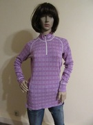 DEVOLD damska bluzka liliowa wzory stójka na zamek 100% wełna merino_ L