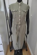 letni dlugi kombinezon khaki Zara rozmiar S len bawełna