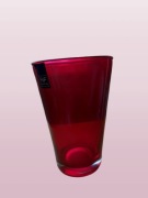 SZKLANY CZERWONY WAZON NA KWIATY / ROŚLINY NOWOCZESNY DESIGNERSKI