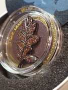 1 Oz Silver Coin 2019 5 Mark Germania Bejeweled Oak Leaf Gunmetal