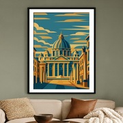 Bazylika św. Piotra Watykan Plakat - Art Deco Włoska Architektura  40x60cm