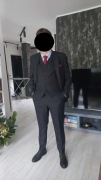 Garnitur wełniany 3-cz. Pako Lorente granatowy 104/176 poszetka GRATIS