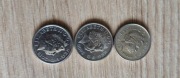 3 Brytyjskie monety o nominale 5 pensów 
