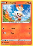 4 Karty Pokemon Scorbunny 31/202 + Raboot 33/202 HOLO + Salazzle 28/202