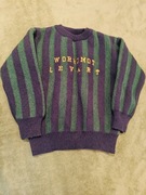 Klasyczny sweter golfowy w kolorze fioletowo-zielonym z lat 70. i 80.