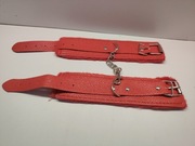 Zestaw kajdanek czerwony - na ręce i nogi skórzane BDSM dla par dwojga