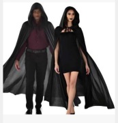 Peleryna z kapturem czarna, dł. 130 cm Halloween Cosplay Karnawał