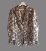 Zestaw damska elegancka brązowa marynarka z długim rękawem z bluzką 48/4XL