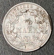 Moneta, NIEMCY - IMPERIUM, 1/2 Mark, 1907