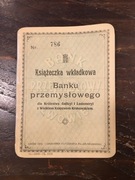 książeczka wkładkowa (oszczędnościowa) Banku Przemysłowego we Lwowie.