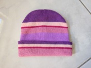 czapka dziewczęca dla dziewczynki ciepła podwójna różowa lila