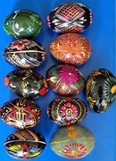 Pisanki, jajka drewniane, ręcznie malowane, wielkanocne, 11 sztuk