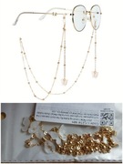 Łańcuszek do okularów z białymi motylkami