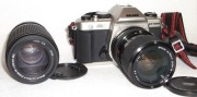 Aparat fotograficzny Braun SR2000 + 2 obiektywy + lampa błyskowa + torba.