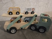 Samochód drewniany laweta z autami super prezent nowy