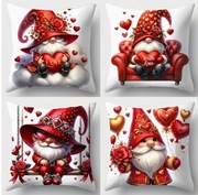 Komplet 4 piękne poszewki walentynkowe dwustronne 45 x 45 cm