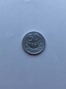 50 Groszy  Aluminium . Moneta obiegowa z roku 1976 . Stan  - bardzo dobry .